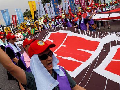 Manifestaciones por el Día del Trabajador en Taipéi (Taiwan).