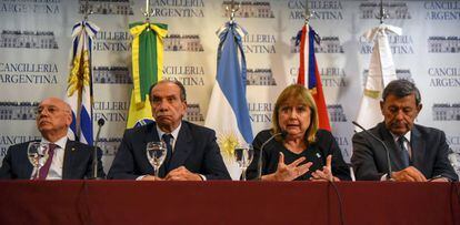 Los ministros de Exteriores de los pa&iacute;ses miembros de Mercosur, en abril en Buenos Aires.