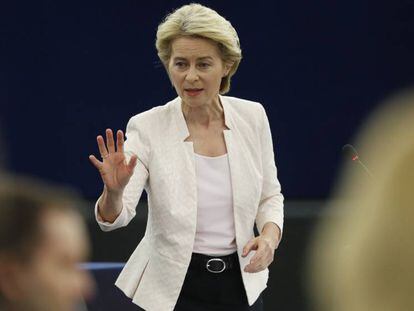 Ursula von der Leyen, este martes durante el debate en el Parlamento en Estrasburgo.