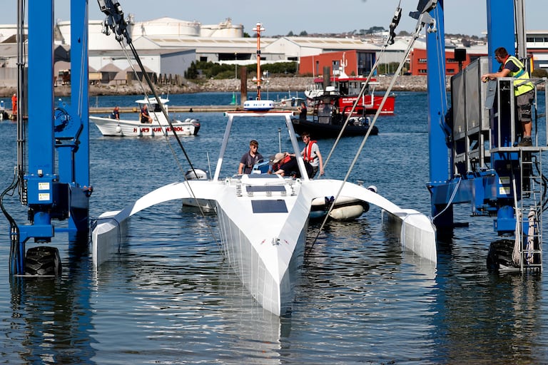 La nave Mayflower autonomo, nel porto di Plymouth nel settembre 2020.