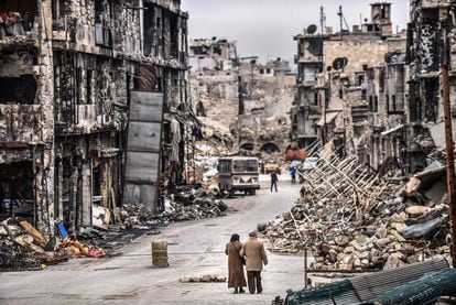 Una zona destruida de la ciudad de Alepo, en 2017.