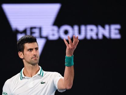 Djokovic, en la final del Open de Australia de 2021 contra Medvedev.