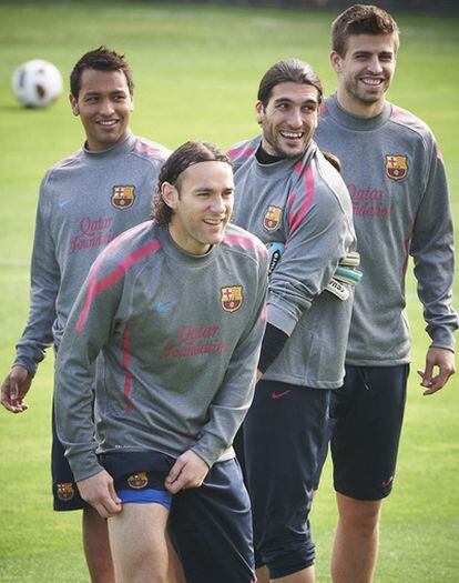 Los jugadores del Barcelona, en un entrenamiento