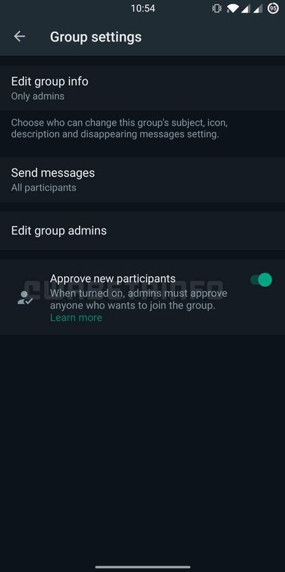 Opción grupos admisión WhatsApp
