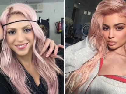 De izquierda a derecha: la maquilladora Beatriz Matallana, Shakira y Kylie Jenner.