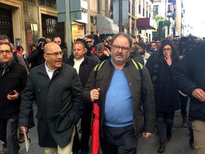 Protesta contra un concejal madrile&ntilde;o el pasado martes.