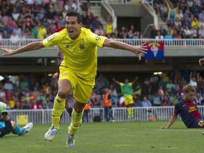 Perbet celebra un gol del Villarreal la pasada jornada,