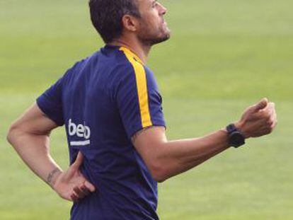 Luis Enrique, en el entrenamiento del Barcelona. 