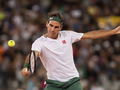 Federer, durante una exhibición reciente en Johannesburgo.
