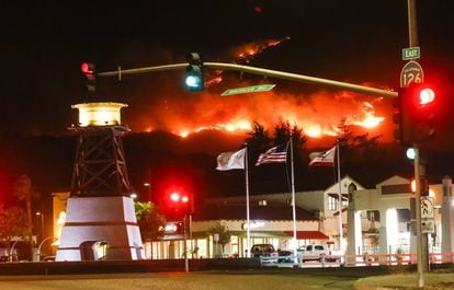 Las llamas avanzan rápidamente en más de 10.000 hectáreas de la zona boscosa de Santa Paula, California.
