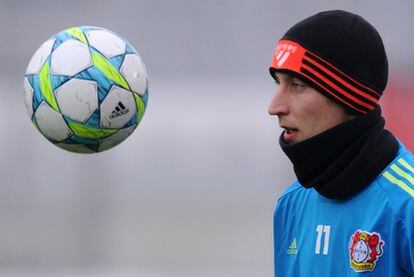 Kiessling, durante la sesión preparatoria de ayer del Bayer Leverkusen.