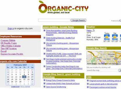 Imagen de la página de inicio de Google Apps en Organic-city, una empresa ficticia