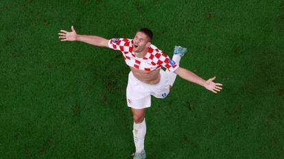 Kramaric celebra su segundo gol a Canadá.