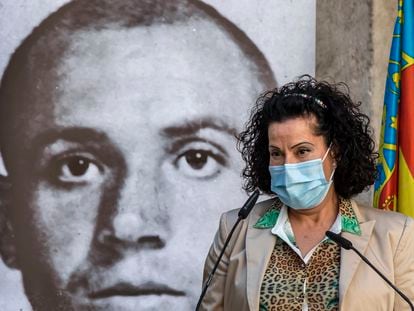 La nuera de MIguel Hernñandez, Lucía Izquierdo, durante el acto de homenaje de Valencia.