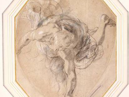 'Estudios de una figura masculina descendiendo', de Peter Paul Rubens. 