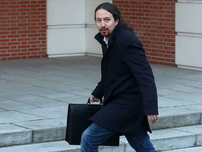 El vicepresidente de Asuntos Sociales y Agenda 2030, Pablo Iglesias, en La Moncloa.