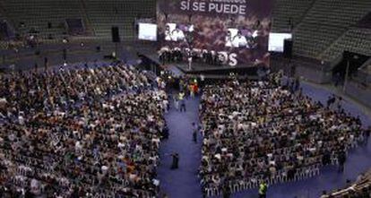 Pablo Iglesias durante la asamblea de Podemos el pasado octubre en plaza de toros de Vistalegre. 