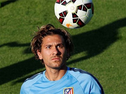 Cerci, en su primer entrenamiento con el Atlético.