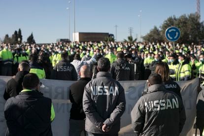 Protest by the workers of the Nissan plant in the Barcelona Free Zone, last week.