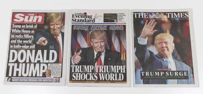 Las portadas de los brit&aacute;nicos The Sun, The Times y The Evening Standard.