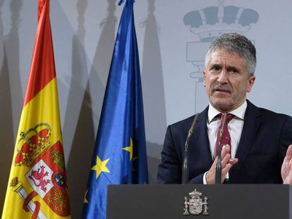 El ministro del Interior, Fernando Grande-Marlaska, este sábado en Barcelona. En vídeo, declaraciones de Marlaska.
