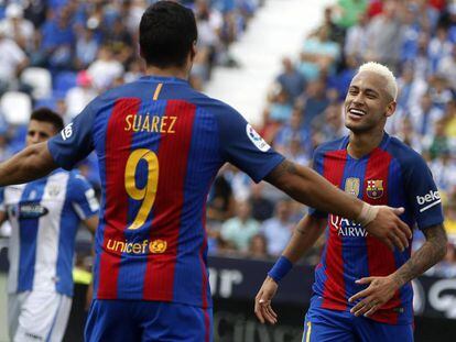 Suárez i Neymar, celebren un gol contra el Leganés.