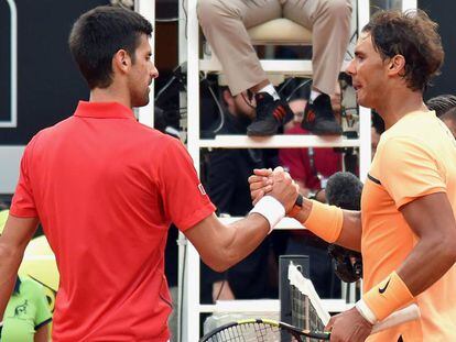 Nadal y Djokovic en el Masters de Roma este mes de mayo.