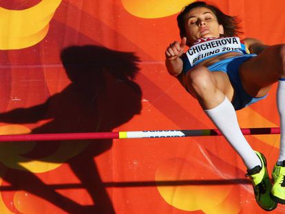 La saltadora rusa Anna Chicherova, en los Juegos de Pek&iacute;n.