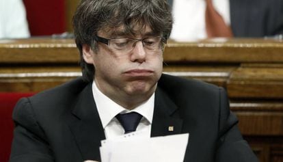 Puigdemont, durante una sesi&oacute;n de control parlamentario. 