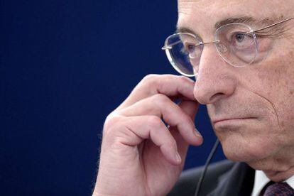 El presidente del BCE, Mario Draghi, en Estrasburgo.