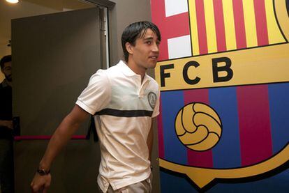 Bojan, ayer en la conferencia de prensa en la que se despidió del Barça.