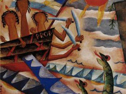 Cuadro de 1925 del pintor vanguardista argentino Xul Solar para celebrar la aventura literaria de &#039;Proa&#039;.