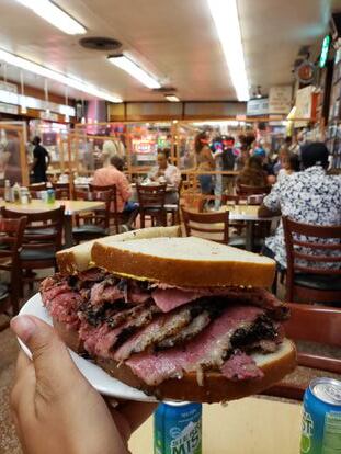 Pastrami sandwich at Katz's Delicatessen, one of the best-known delis in New York.