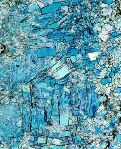 Cristales de yeso vistos al microscopio; imagen elegida para la portada de la revista 'Science'.