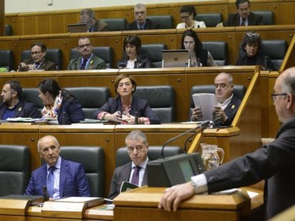 Debate en el Parlamento vasco sobre la ley que reconoce a las víctimas de abusos policiales.