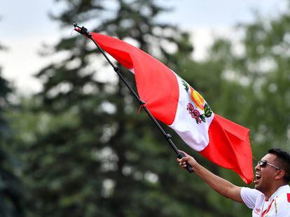 Un aficionado peruano, en Moscú.