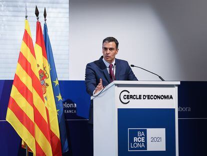 Pedro Sánchez interviene en la XXXVI Reunión del Círculo de Economía, el pasado viernes.