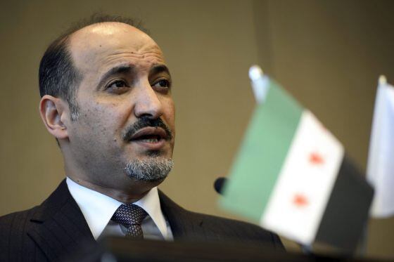 El presidente de la Coalición Nacional Siria, Ahmad Jarba, tras el cierre conversaciones.
