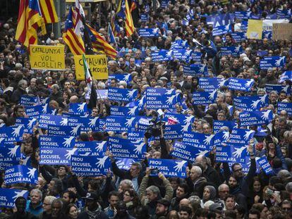 Una manifestación en Barcelona a favor de acoger a refugiados