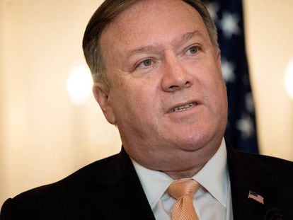 Mike Pompeo, el viernes en una rueda de prensa en Washington.