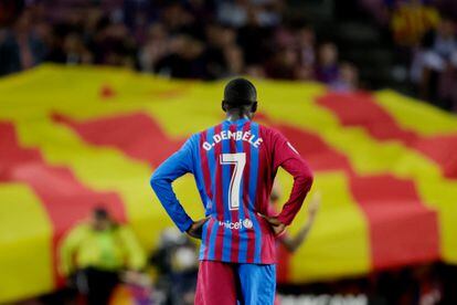 Ousmane Dembélé durante un partido del Barcelona la pasada temporada.