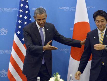 Barack Obama y Shinzo Abe, en San Petersburgo (Rusia). 