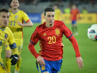 Aduriz en el amistoso ante Rumania.