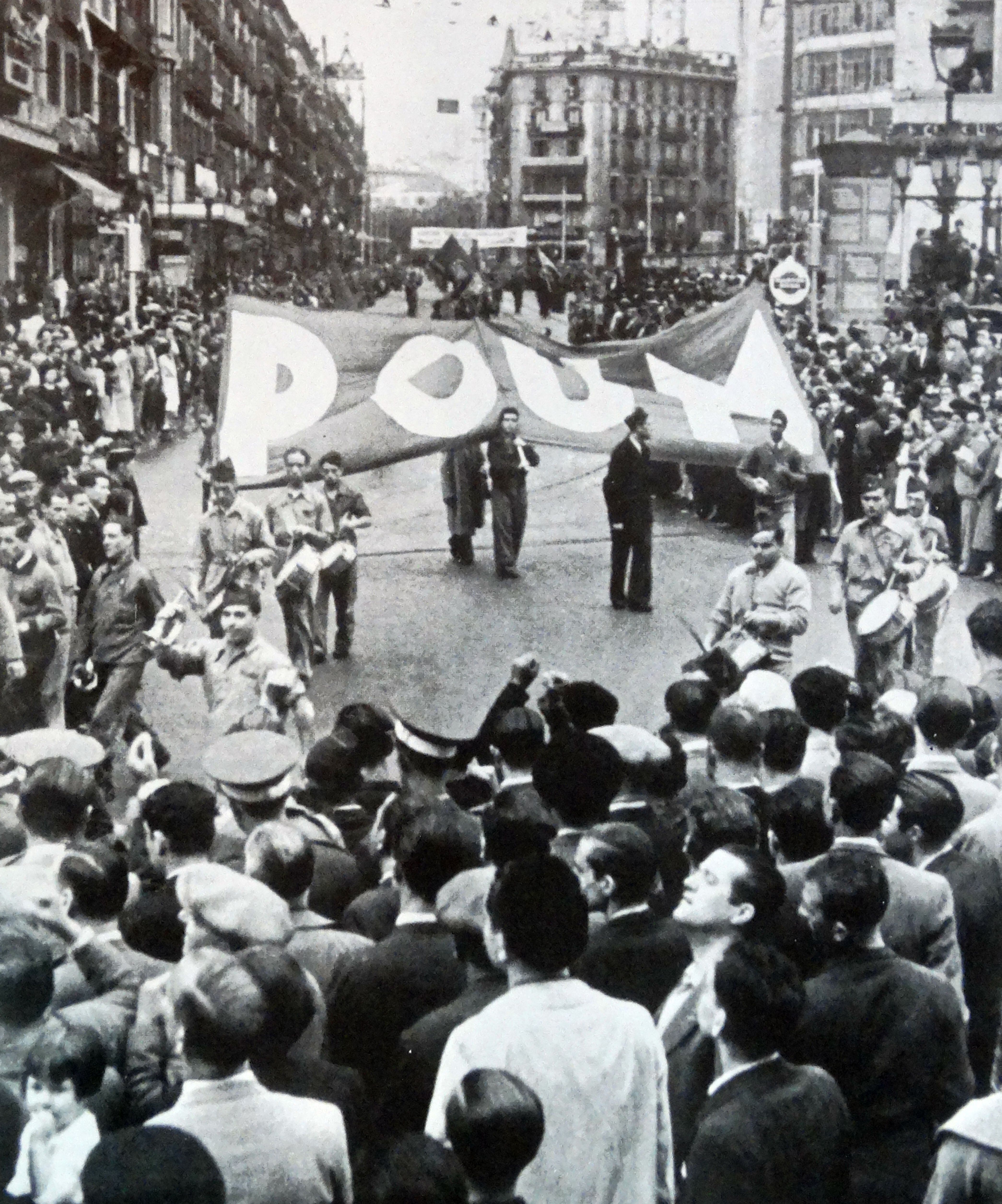 Manifestación del POUM y otros republicanos en Barcelona, 1936.