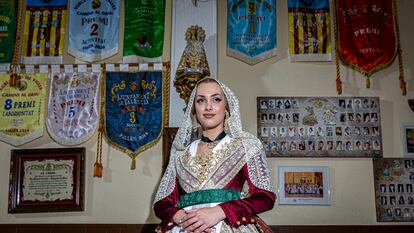 Lía Sánchez Carballo, la primera fallera mayor trans, en Valencia, el pasado 4 de mayo.