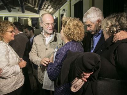 Maragall, junto a Geli (izquierda) y Castells, durante en el acto.