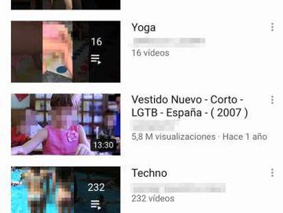 Lista de Youtube de vídeos con menores.