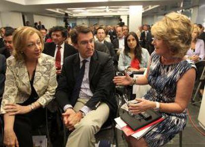 Rudi, Feijoó y Aguirre, el lunes en Madrid.