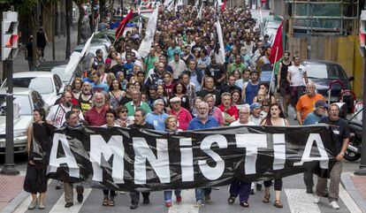 Manifestación por la amnistía de presos etarras, el 29 de agosto de 2015.