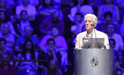 El presidente de Uruguay, Tabaré Vázquez, habla durante la presentación de un balance de su gestión, el viernes pasado en Montevideo.